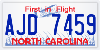 NC license plate AJD7459