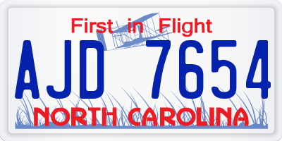 NC license plate AJD7654