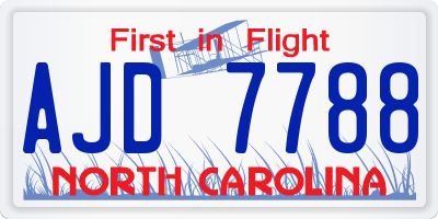 NC license plate AJD7788