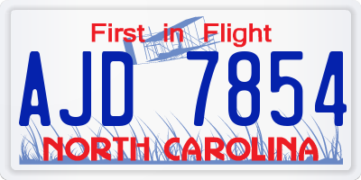 NC license plate AJD7854
