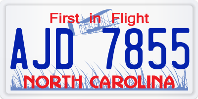 NC license plate AJD7855