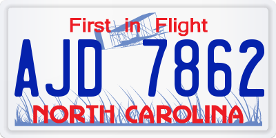 NC license plate AJD7862