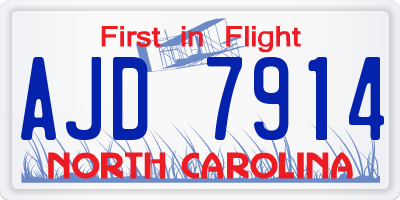 NC license plate AJD7914