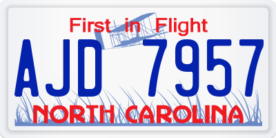 NC license plate AJD7957