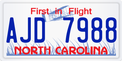 NC license plate AJD7988