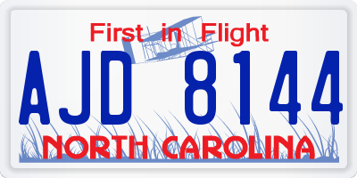 NC license plate AJD8144