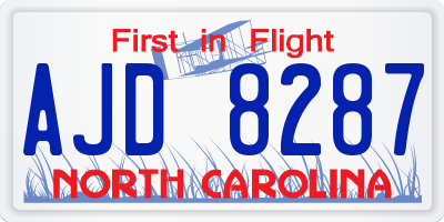 NC license plate AJD8287