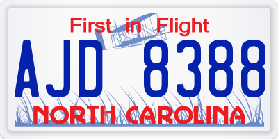 NC license plate AJD8388