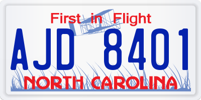 NC license plate AJD8401