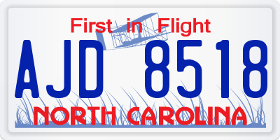 NC license plate AJD8518