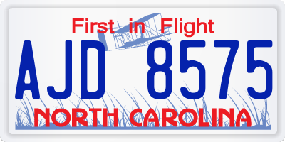 NC license plate AJD8575