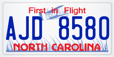 NC license plate AJD8580
