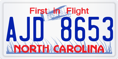 NC license plate AJD8653