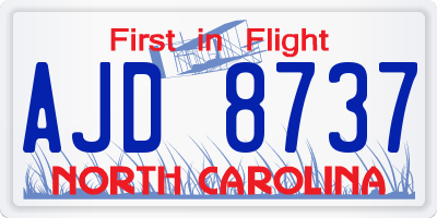 NC license plate AJD8737
