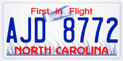 NC license plate AJD8772