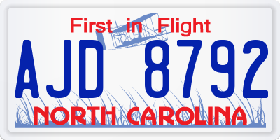 NC license plate AJD8792