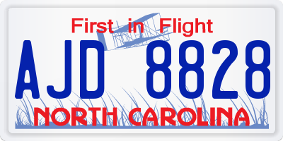 NC license plate AJD8828