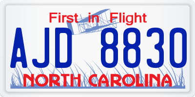 NC license plate AJD8830