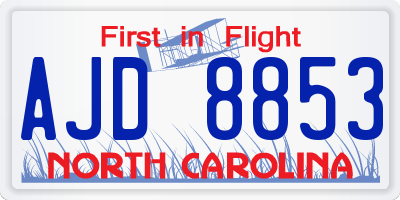 NC license plate AJD8853