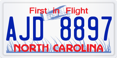 NC license plate AJD8897