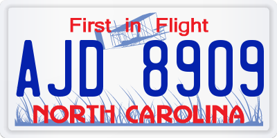 NC license plate AJD8909