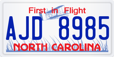 NC license plate AJD8985