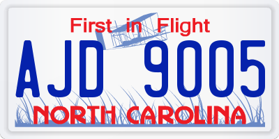 NC license plate AJD9005