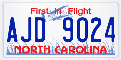 NC license plate AJD9024