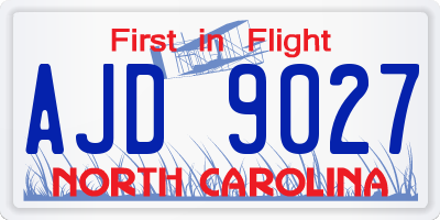 NC license plate AJD9027