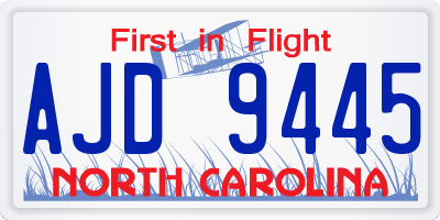 NC license plate AJD9445