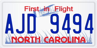 NC license plate AJD9494