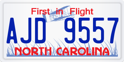 NC license plate AJD9557