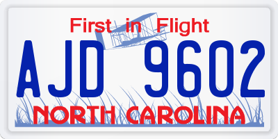 NC license plate AJD9602