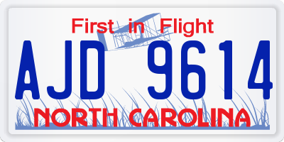 NC license plate AJD9614
