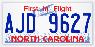 NC license plate AJD9627