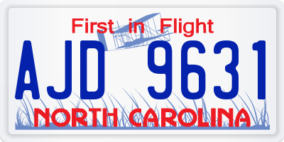 NC license plate AJD9631