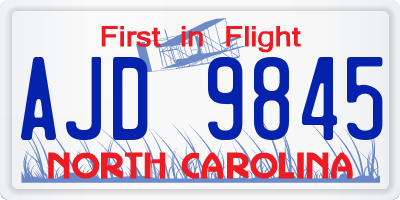 NC license plate AJD9845