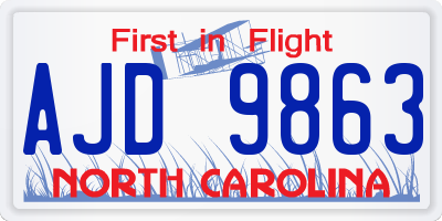 NC license plate AJD9863