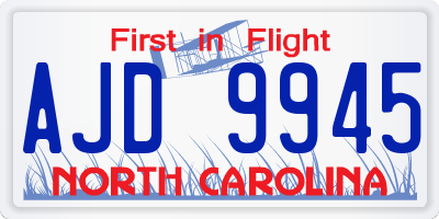 NC license plate AJD9945