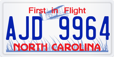 NC license plate AJD9964