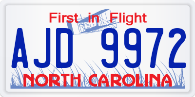 NC license plate AJD9972
