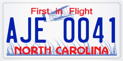 NC license plate AJE0041