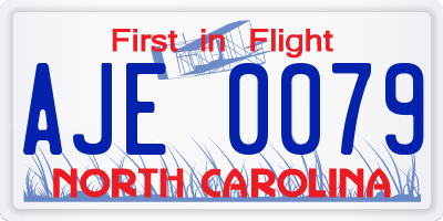 NC license plate AJE0079