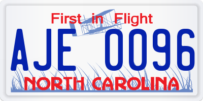 NC license plate AJE0096