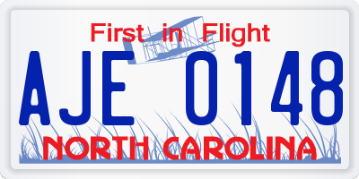 NC license plate AJE0148