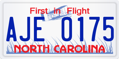 NC license plate AJE0175