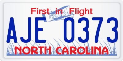 NC license plate AJE0373