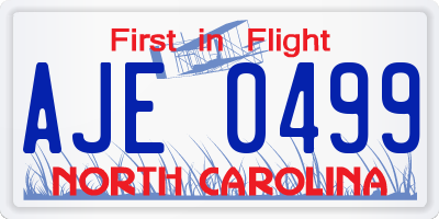 NC license plate AJE0499