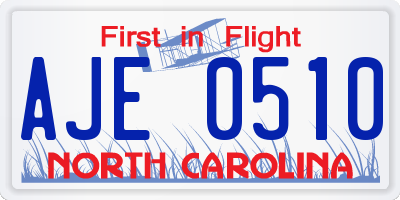 NC license plate AJE0510