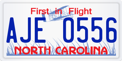 NC license plate AJE0556